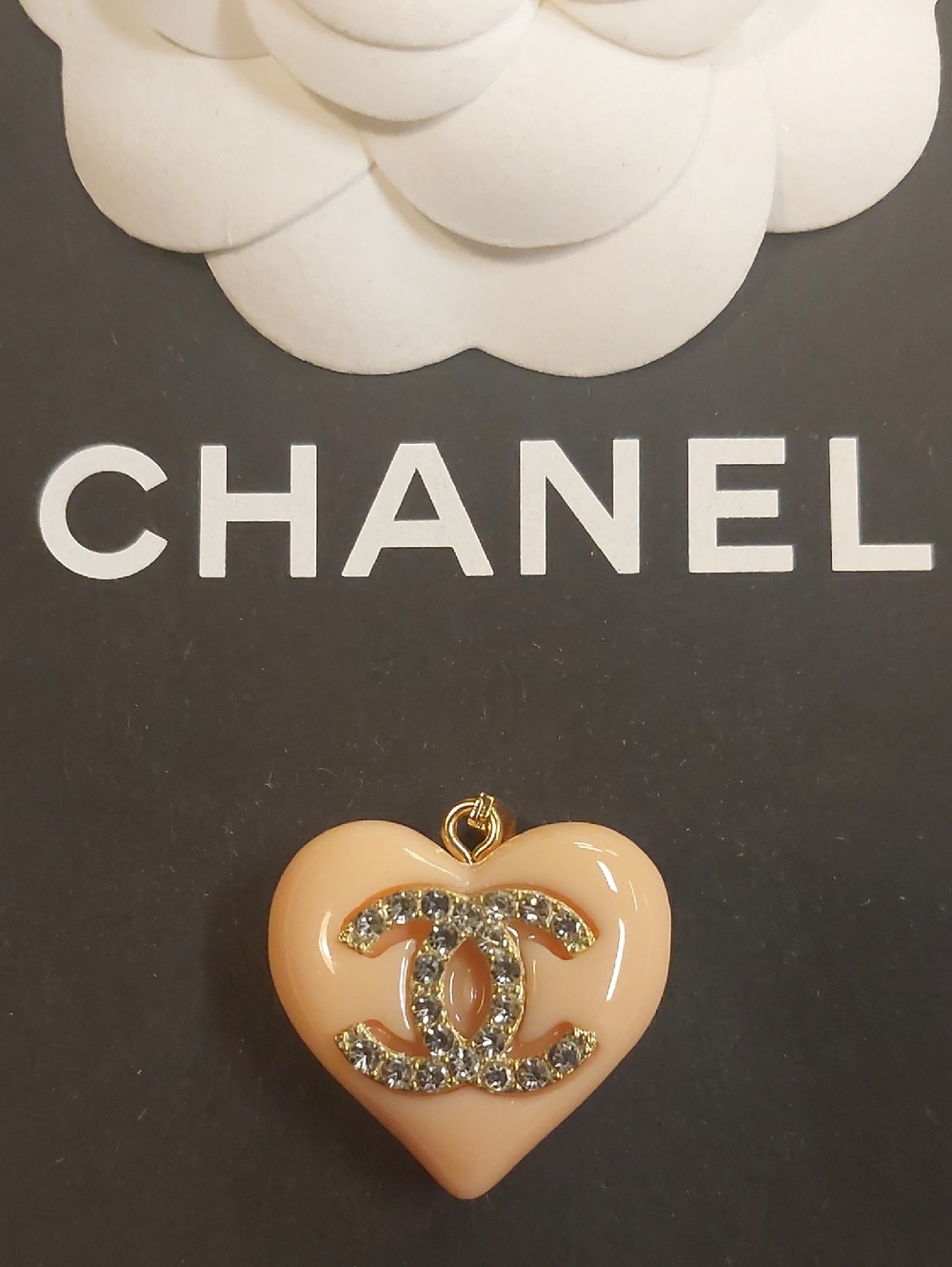 CC Peach Heart Pendant with Crystal  Emblem